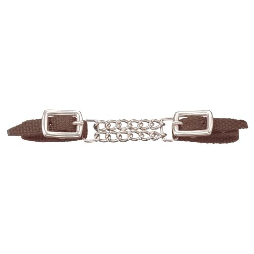 Tough 1 Mini Nylon Curb Strap with Dbl Chain - color: Brown
