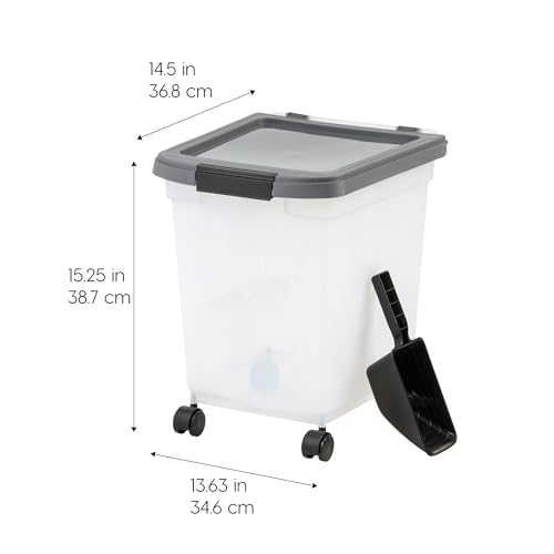 IRIS USA Dog Food Storage Container, Up to 25 lbs, White, Made in USA - color: Dark Gray, size: 25 lbs