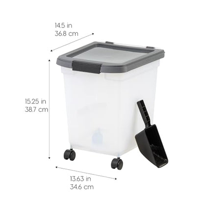 IRIS USA Dog Food Storage Container, Up to 25 lbs, White, Made in USA - color: Dark Gray, size: 25 lbs
