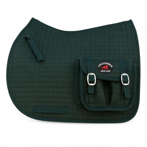 CHALLENGER Horse Quilted English All-Purpose Trail Saddle Pad Hunter Green w/Pockets 7286