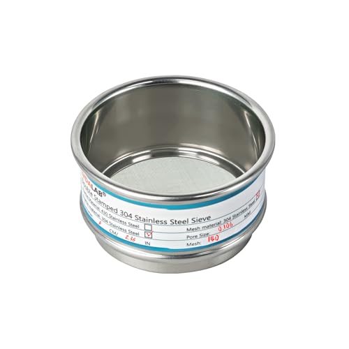 Full 304 Stainless Steel Mesh Sieve Screen, LVDALAB 140 Mesh (0.106mm) Aperture, 2.4inch(6CM) Dia Standard Sample Analysis Test Sieves Sifters Strainer for Industrial Laboratory Homes - size: 140 Mesh(0.106mm)/Ф2.4in(6CM)