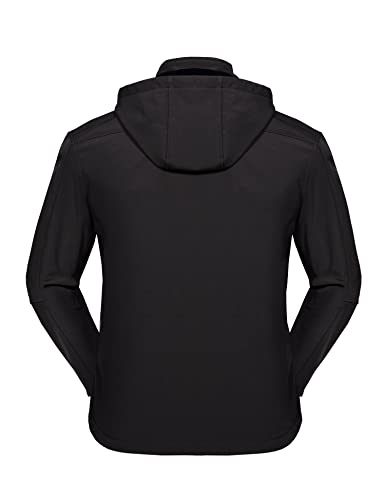 Little Donkey Andy Men’s Removable Hood Softshell Fleece Jacket - color: A.black, size: Large