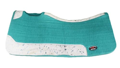 Horse 32" x 30" Western Contoured Wool Felt Therapeutic Saddle Pad 39232 - color: Teal Hair-on