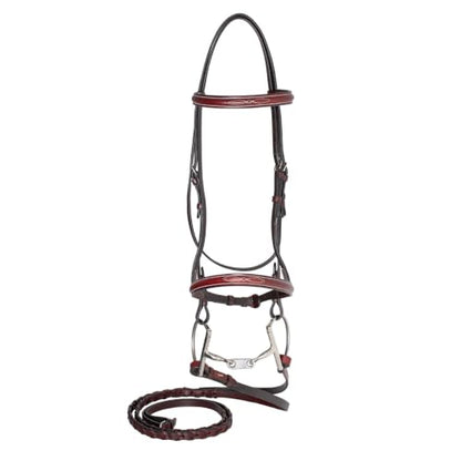 Country Pride Reserve Fancy Stitched English Bridle for Horses, Premium Show-Quality Leather with Elegant Browband and Noseband Stitching, Includes Matching Laced Reins, Durable and Versatile - size: Horse