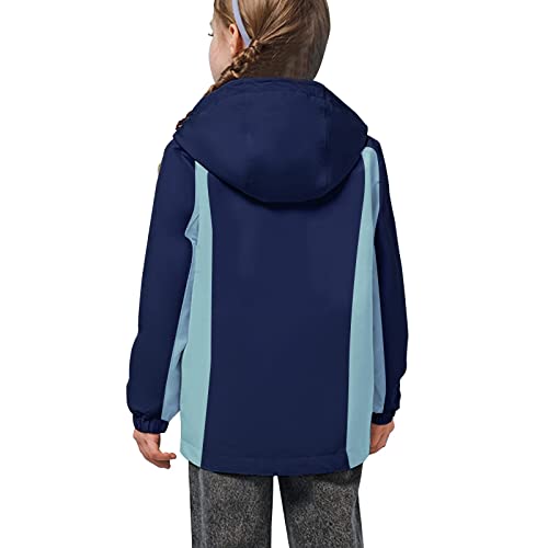 YINGJIELIDE Boy's Waterproof Ski Jacket,Kids Outdoor Snowboarding windproof Jacket,Fleece Lined Hooded,Warm Winter Snow Coat - color: Navy, size: 9-10 Years