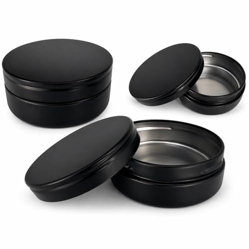 3 Pcs, Metal Tin Round Container, Mini Portable Small Storage Container Kit with Twist Lid for Home Storage 2.5x1 Inch, Black