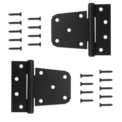 HOME MASTER HARDWARE 3-1/2" Heavy Duty Gate Hinges, 2 Pack T Hinge, Black | Thickened Tee Hinges for Fences, Shed Barn Door, Included Screws, 50LBS Capacity, No Noise, Steel - color: 2 Pack - Black