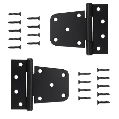 HOME MASTER HARDWARE 3-1/2" Heavy Duty Gate Hinges, 2 Pack T Hinge, Black - color: 2 Pack - Black