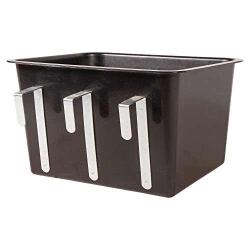 Dura-Tech Large Bucket with Hanging Arms 8 Gallons | Color Black | Universal Feed Tub | Prevents Spilled Grain | 8-Gallon Capacity