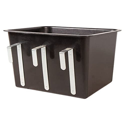 Dura-Tech Large Bucket with Hanging Arms 8 Gallons | Color Black | Universal Feed Tub | Prevents Spilled Grain | 8-Gallon Capacity