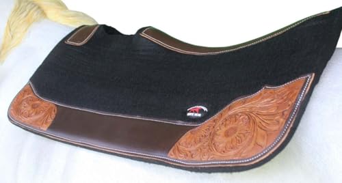 Horse 32"x30" Western Contoured Wool Felt Therapeutic Saddle Pad 39252 - color: Black