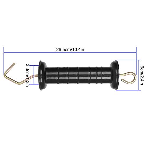 ABuff 10 Pack Plasitc Electric Fence Gate Handles Insulators Ranch Fences Accessories, Simple Tension Gate Handle with Spring for Electric Fence, Black