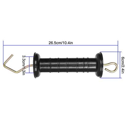 ABuff 10 Pack Plasitc Electric Fence Gate Handles Insulators Ranch Fences Accessories, Simple Tension Gate Handle with Spring for Electric Fence, Black