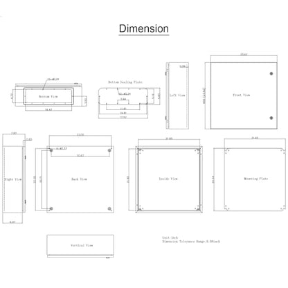 VEVOR NEMA Steel Enclosure, 24 x 24 x 8'' NEMA 4X Steel Electrical Box, IP66 Waterproof & Dustproof, Outdoor/Indoor Electrical Junction Box, with Mounting Plate - size: 24 x 24 x 8