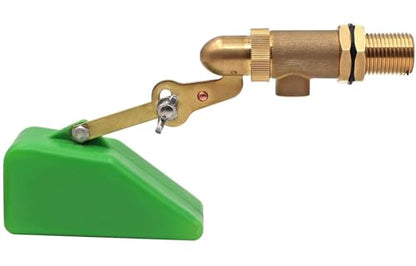 2 pack of 1/2 Inch Brass Valve with Plastic Float Water Float Valve with Adjustable Arm Automatic Fill Float Ball Valve for Water Tank Fountains Livestock Waterer