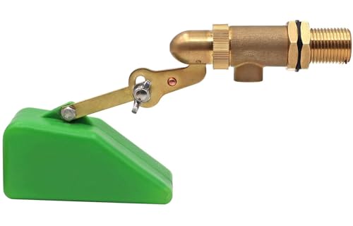 1/2 Inch Brass Valve with Plastic Float Water Float Valve with Adjustable Arm Automatic Fill Float Ball Valve for Water Tank Fountains Livestock Waterer