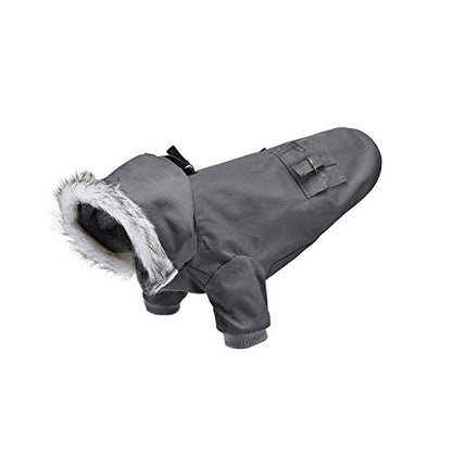 Warm Dog Hooded Trench Coat Windproof Parka Jacket for Cold Weather (M, Black Grey) - color: Black Grey, size: Medium ( Chest Girth : 14 in )