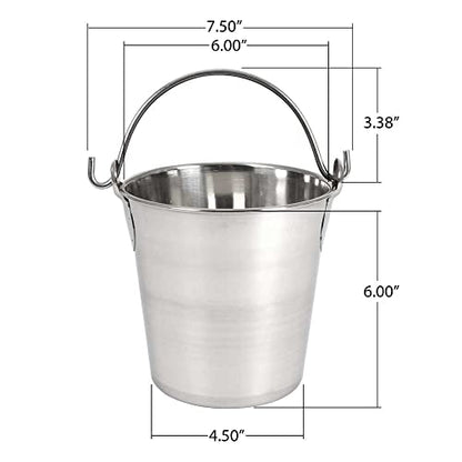 Lindy's 2-Quart Stainless Steel Bucket, Durable Seamless Bucket for Many Home Tasks, Carry Water or Milk, Fill with Food, Use as a Flower Pot, Cleaning Bucket, Table Centerpiece and Much More - size: 2 quarts