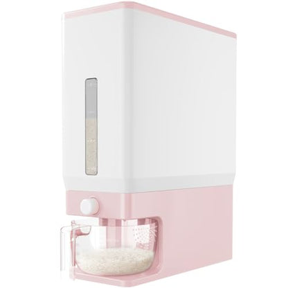 Lifewit Rice Dispenser 25 Lbs, Airtight Storage with Measuring Cup, Pink - color: Pink