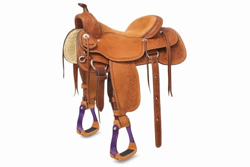CHALLENGER Horse 4-3/4" Western Saddle Barrel Racing Lightweight Aluminium Stirrups 5181 - color: Purple