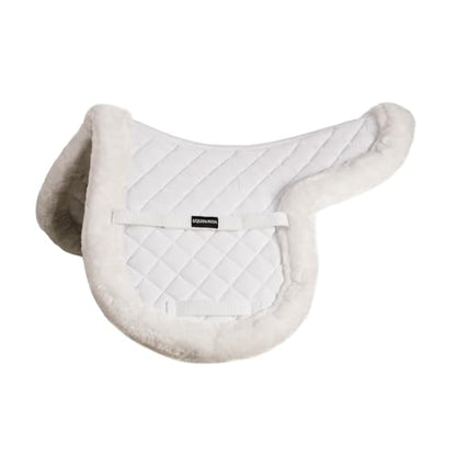 Equinavia Eidsvoll White English Saddle Pad, Ultra Fleece Trim Design - size: Medium
