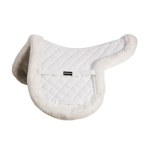 Equinavia Eidsvoll White English Saddle Pad, Ultra Fleece Trim Design - size: Medium