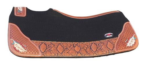 CHALLENGER Horse 32" x 30" Western Contoured Wool Felt Therapeutic Saddle Pad Black 39216 - color: Black Phyton