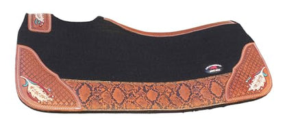 CHALLENGER Horse 32" x 30" Western Contoured Wool Felt Therapeutic Saddle Pad Black 39216 - color: Black Phyton