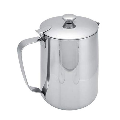 Stainless Steel Coffee Cup Mug Milk Frothing Pitcher Jug with Lid for Latte Coffee Art for Office Kitchen(1000mL) - size: 1000mL