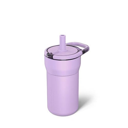 BrüMate Leap 12oz 100% Leakproof Kids Tumbler with Handle and Silicone Soft Straw | Durable Drop Resistant Silicone Sleeve | Made of Insulated Stainless Steel | Cup Holder Friendly | 12oz (Lavender) - color: Lavender