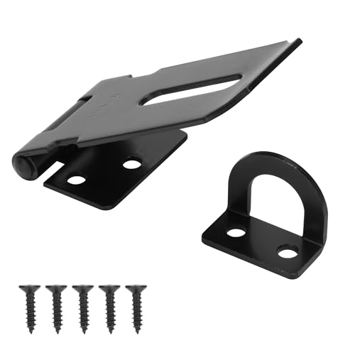 3" Door Padlock Safety Hasp Latch, Door Hasp Clasp Lock Gate Shed Hasp Latch Lock for Door Window Cabinet Pet Cage Toolbox Shed Fence, 304 Stainless Steel, Matte Black Finish, 1 Pack - size: 3 Inch