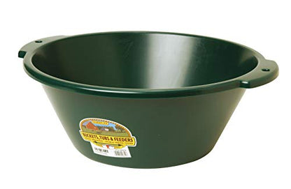 Little Giant® Plastic Feed Pan | Heavy Duty Mountable Livestock Feeding Bucket | Plastic Tire Feeder | Impact & Crack Resistant | 18 Quart | Green - color: Green, size: 18 Quarts