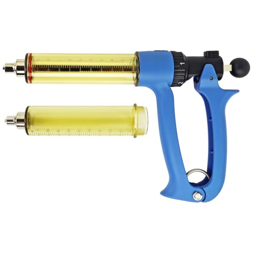 VET.PLUS 50ML Automatic Livestock Syringe for Cow Goat Hog Sheep with Two Tubes, Continuous Repeating Cattle Vaccine Gun, Dose Adjustable Luer Lock Interface Syringe - size: 2 Tubes (50ML)