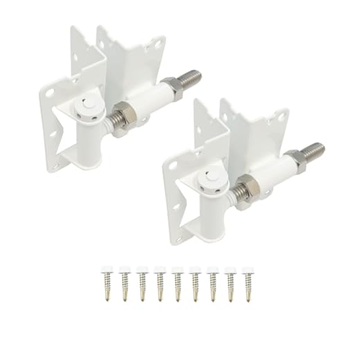Advantage Industries Self-Closing Gate Hinge for Aluminum Gate | Powder-Coated Stainless-Steel Hinge | Horizontal Adjustable | Heavy-Duty Enclosed Spring | 2-Side Gate Attachment (Pair) – White - color: White