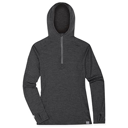 MERIWOOL Women’s Base Layer Hoodie Lightweight Merino Wool Long Sleeve Thermal - color: Charcoal Gray, size: Medium