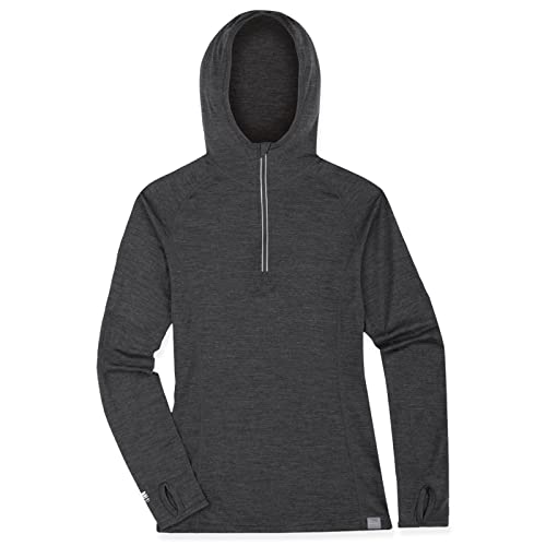 MERIWOOL Women’s Base Layer Hoodie Lightweight Merino Wool Long Sleeve Thermal - color: Charcoal Gray, size: Medium