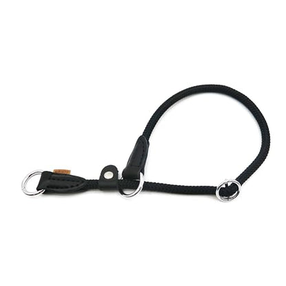 Braided Round Martingale Dog Collar, Training Collar with Slidable Stop Ring and Adjustable Stopper - Ideal for Medium Dogs (M(1/3") - 18" Long, Black) - color: Black, size: M(1/3") - 18" Long with stopper