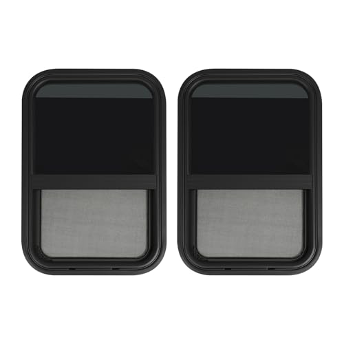2 Pack RV Window Teardrop Style, 15" X 22" Universal RV Window Vertical Slide With 2 Trim Ring, Vertical Sliding Glass Window with Screen Window for Cargo, Horse Trailer (15"Wx22"H（2 pack）) - size: 15"Wx22"H（2 pack）