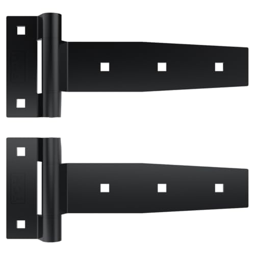 TCH Hardware 2 Pack 8-inch Stainless Steel Strap Tee Hinge, Heavy Duty | Garage, Barn Door, Gate, Shed, Cargo Box, Trailer and Truck Strap T Hinge | (2 Pack, Black) - 505-2208816 - color: Black, size: 8 Inch
