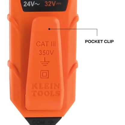 Klein Tools ET45 Digital AC/DC Voltage Tester, 12-240V AC, 32-330V DC, LED Illumination, DC Polarity, Auto Off, CATIII 350V-Class 2-Double Insulation, IP44 Dust & Water Resistant, No Batteries Needed - size: 24/240 V Tester