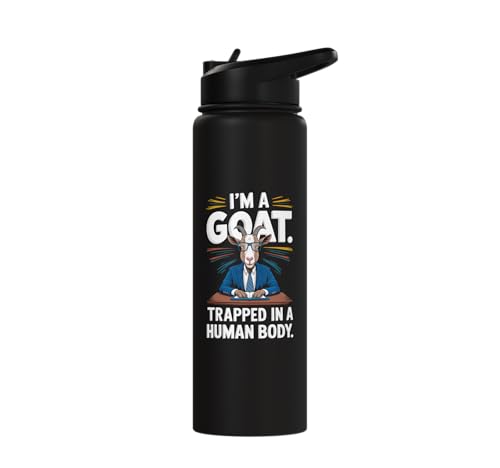 I´m A Goat Trapped In A Human Body Coat Pygmy Goat Farmer Stainless Steel Insulated Water Bottle - color: Black