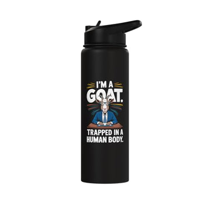 I´m A Goat Trapped In A Human Body Coat Pygmy Goat Farmer Stainless Steel Insulated Water Bottle - color: Black