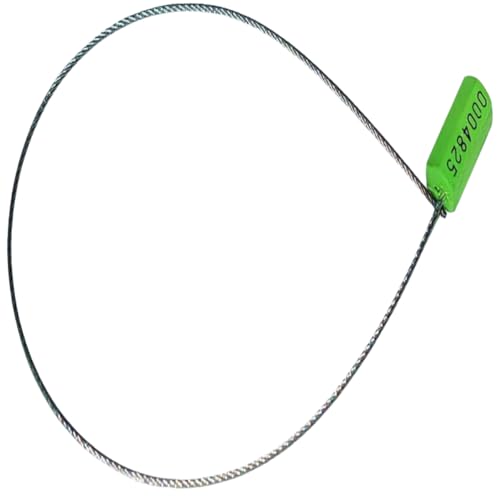 Green Pull-Tite Steel Security Cable Wire Seals 15.75'' Long Numbered Anti-Tamper Security Tags, 50 Pcs