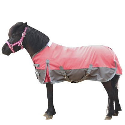 1200D Mini Horse/Pony Blanket 0g No-Fill Waterproof Turnout Sheet | 1200D Ripstop Outer, Waterproof Breathable Shell, Smooth Lining, Keep Dry in Rain/Mud, Fits Foals/Weanlings/Yearlings/Donkeys - color: Pink, size: 51"