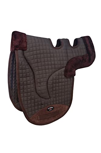 Horse Contoured Fleece Lined Quilted English Saddle Pad Black 72153 - color: Brown