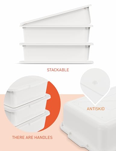 White 13 L Commercial Bus Tubs/Tote Box with Lid, 3-Pack Plastic Storage Wash Basin Tub - color: White, size: 13L-White with Lid