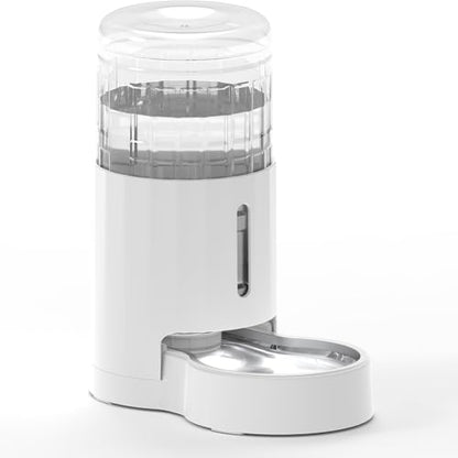 CZPET Automatic 4L/135Oz/1Gal Cat Water Dispenser with Stainless Steel Bowl, Gravity Waterer for Small Medium Dog Puppy Kitten (White) - color: White, size: 4L