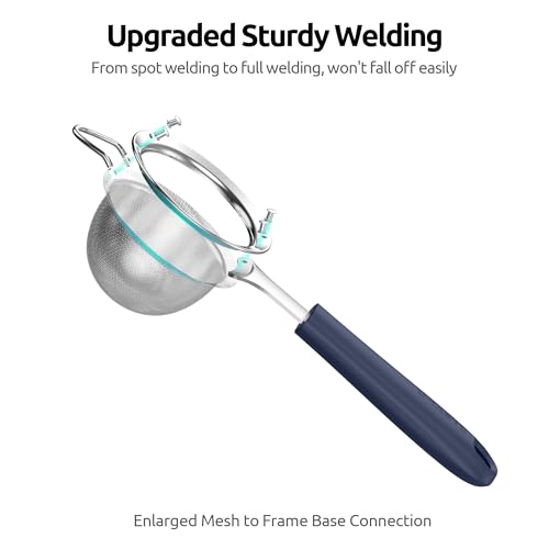 U-Taste Fine Mesh Strainer, 18/8 Stainless Steel Sieve, S/Midnight Blue - color: (3) Midnight Blue, size: S-3.35in