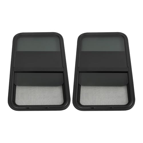 2 Pack RV Window, 18" X 30" Universal RV Window Vertical Slide W/Trim Ring, Vertical Sliding Glass Window with Screen Window for Cargo, Horse Trailer (18"Wx30"H（2 pack）) - size: 18"Wx30"H（2 pack）