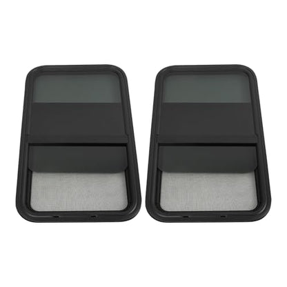 2 Pack RV Window, 18" X 30" Universal RV Window Vertical Slide W/Trim Ring, Vertical Sliding Glass Window with Screen Window for Cargo, Horse Trailer (18"Wx30"H（2 pack）) - size: 18"Wx30"H（2 pack）